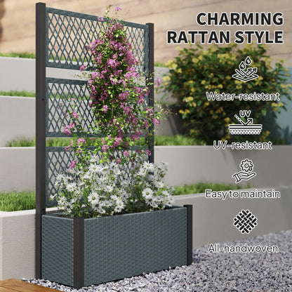 Wicker Outdoor Planter With Trellis, 58", Dark Grey Raised Garden Beds at Gallery Canada