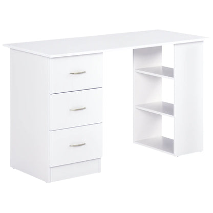 47 Inches Office Desk, 3-Tier Storage Shelves, Drawers, White Writing Desks White at Gallery Canada