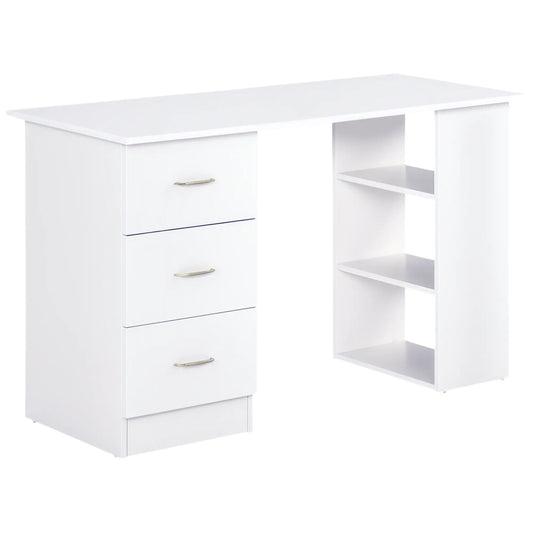 47 Inches Office Desk, 3-Tier Storage Shelves, Drawers, White Writing Desks White at Gallery Canada