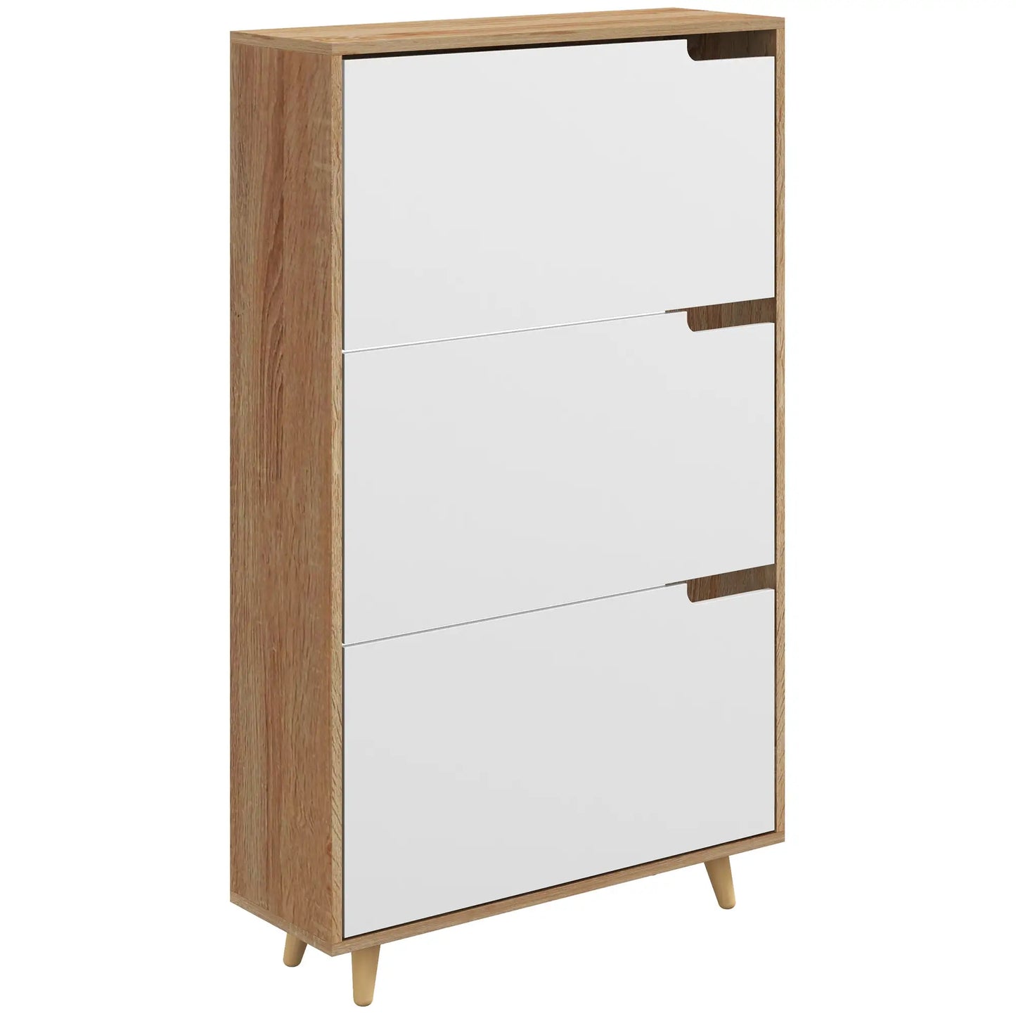 Slim Shoe Storage Cabinet, 3 Flip Drawers, Adjustable Shelves, 18-24 Pairs, White Shoe Storage Cabinets & Racks White at Gallery Canada