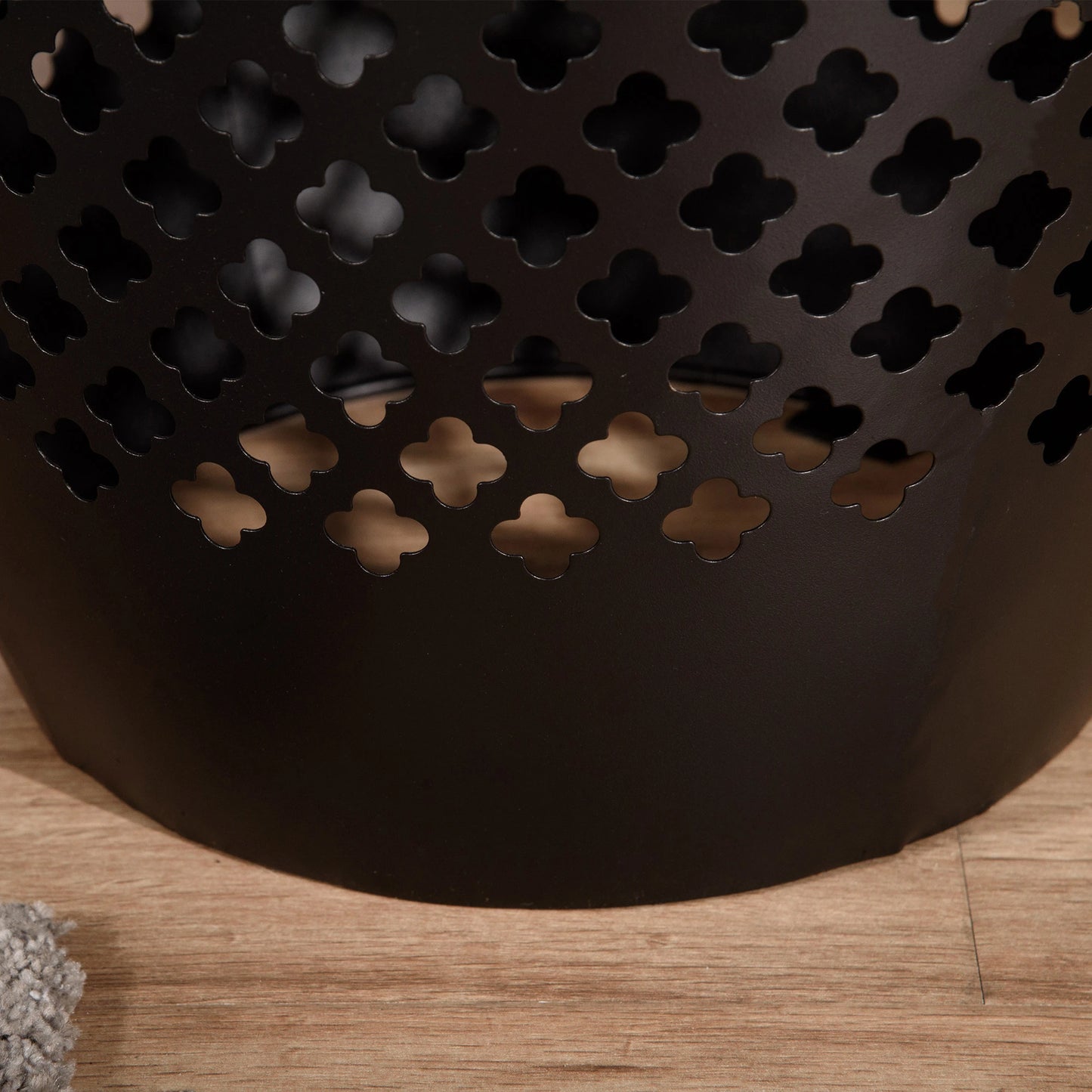 12.5" Steel Round Hollow Drum Side Table, Indoor Outdoor, Black Patio Side Tables at Gallery Canada