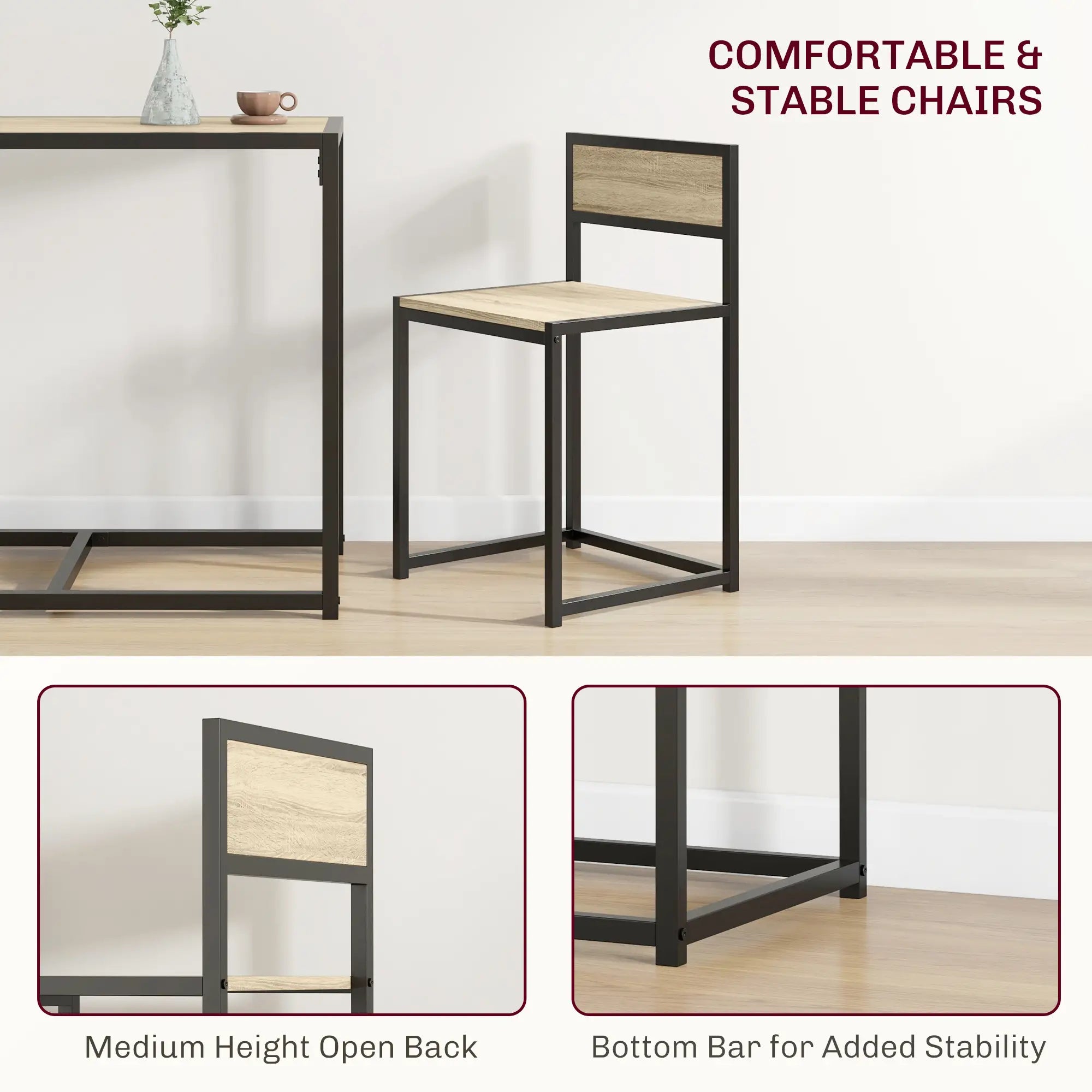 Industrial Dining Table Set for 2, Kitchen Table with Chairs Bar Sets at Gallery Canada