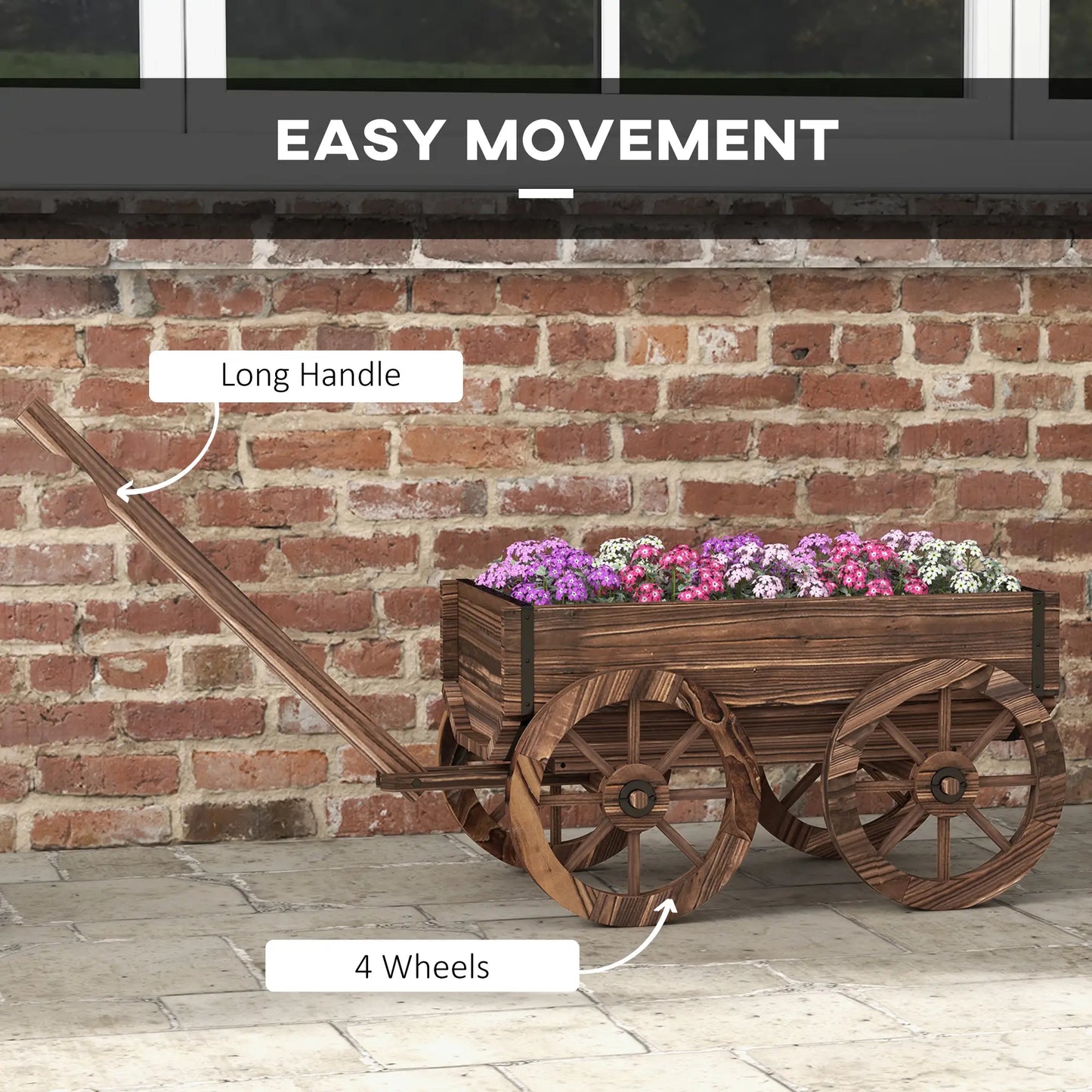 Wooden Wagon Planter Box, Raised Garden Bed, Carbonized Elevated Garden Beds at Gallery Canada
