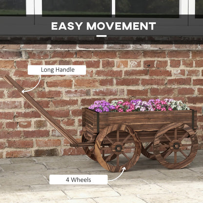 Wooden Wagon Planter Box, Raised Garden Bed, Carbonized Elevated Garden Beds at Gallery Canada