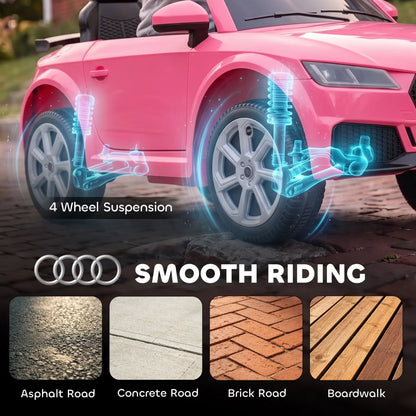 Voiture électrique pour enfants 12V, Audi TT RS avec télécommande, Rose