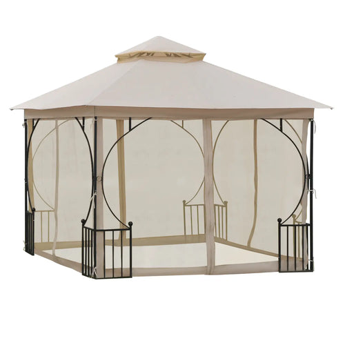 10'x10' Patio Gazebo, Outdoor Garden Canopy, Mosquito Netting