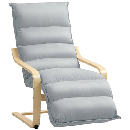 Accent Chair, Velvet Upholstered Living Room Chair with Footrest, Wood Frame, Light Grey Accent Chairs at Gallery Canada