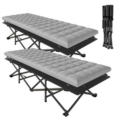 Set of 2 Camping Cots, 32" Extra Wide Folding, Grey Camping Cots at Gallery Canada