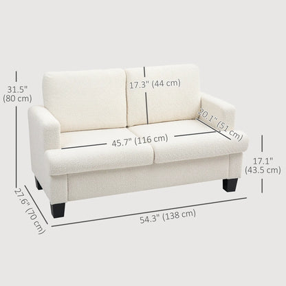 54.3" Loveseat Sofa, 2 Seater, Removable Cushions, Wood Frame, Cream White 2-Seater Sofas at Gallery Canada