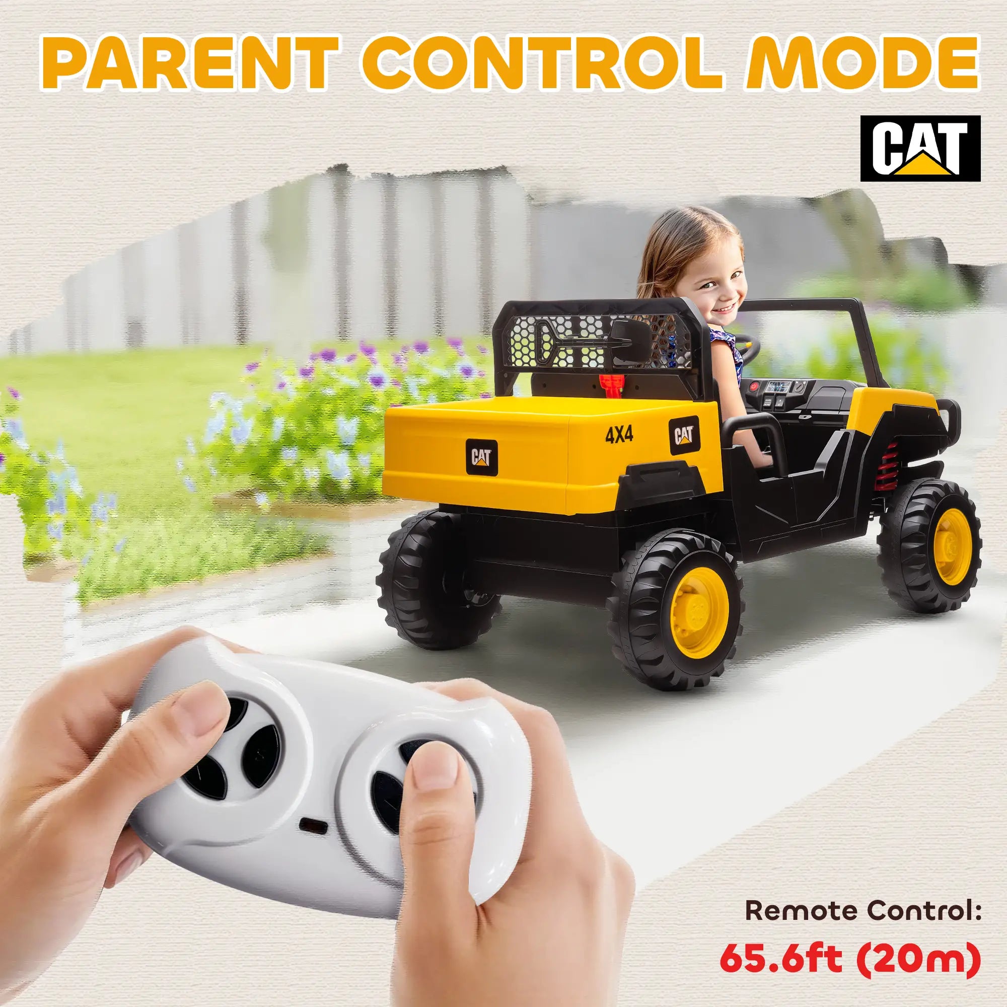 24V Kids Ride On Tractor, 4WD 2 Seater, Yellow Kids Ride-On Excavators at Gallery Canada