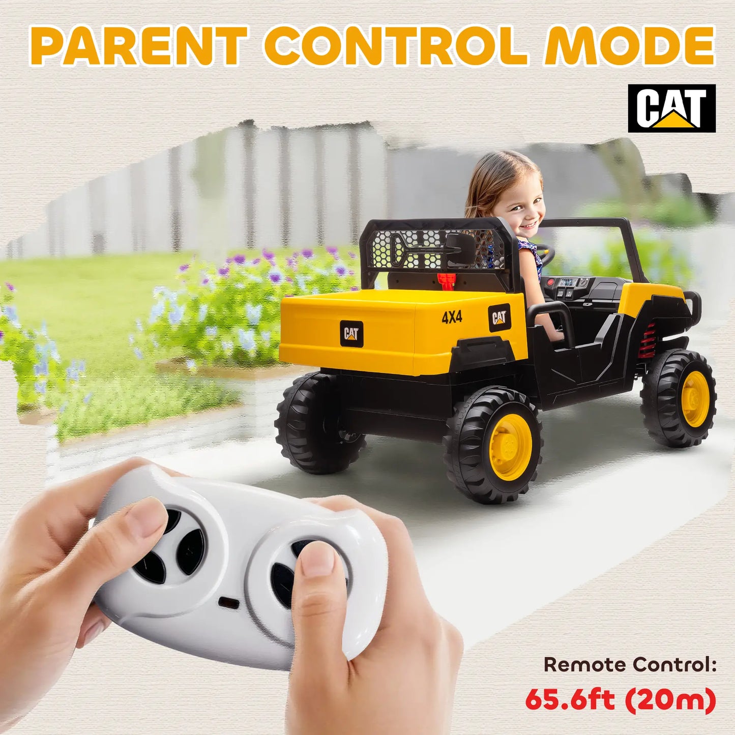 24V Kids Ride On Tractor, 4WD 2 Seater, Yellow Kids Ride-On Excavators at Gallery Canada