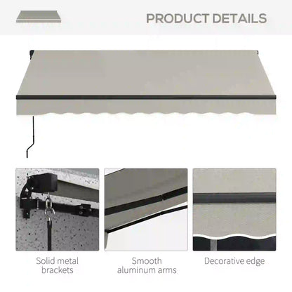 10' x 8' Retractable Awning, UV Resistant Sunshade, Light Grey Patio Awnings at Gallery Canada