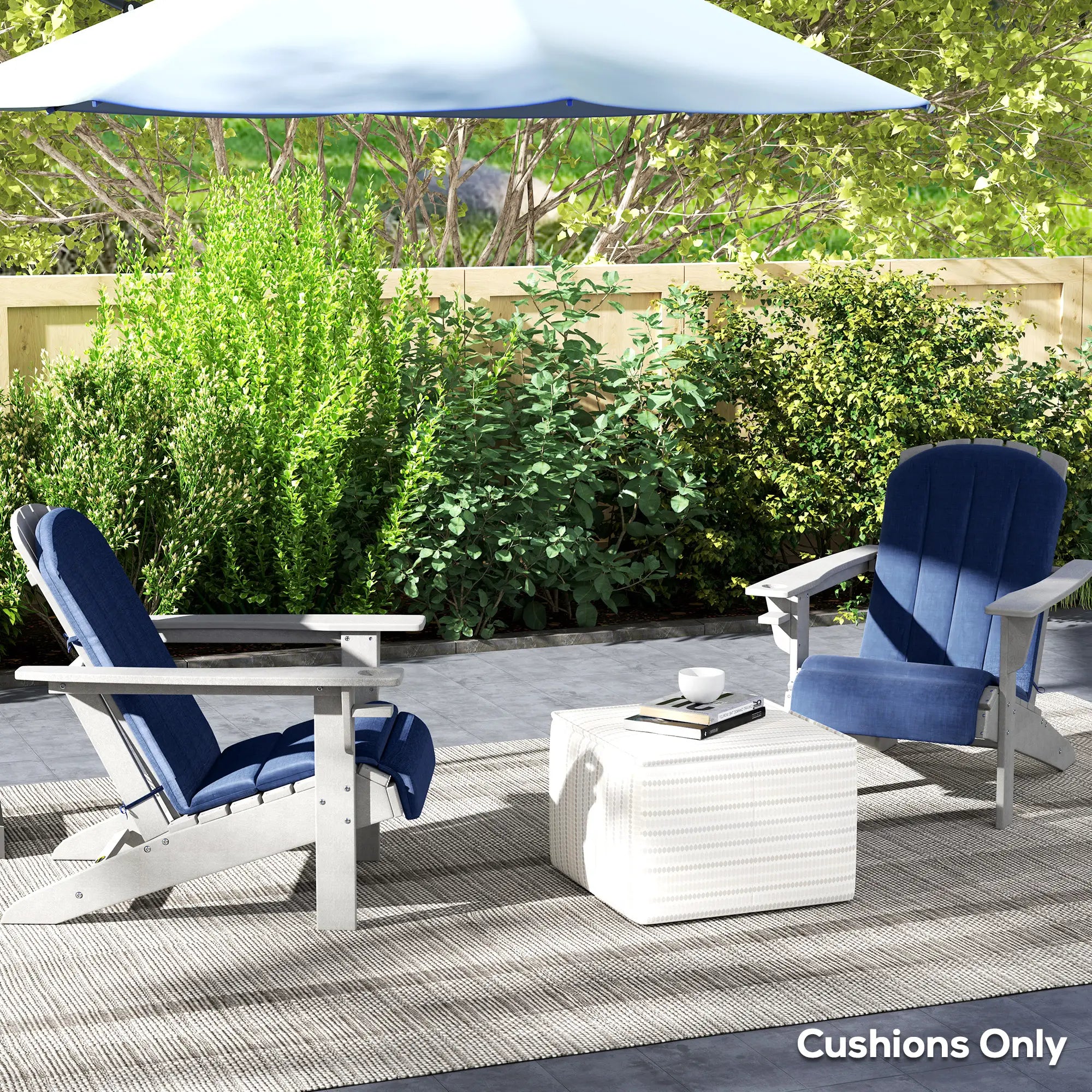 Set of 2 Patio Chair Cushions, High Back, High-Density Foam, Navy Blue Patio Chair Cushions at Gallery Canada