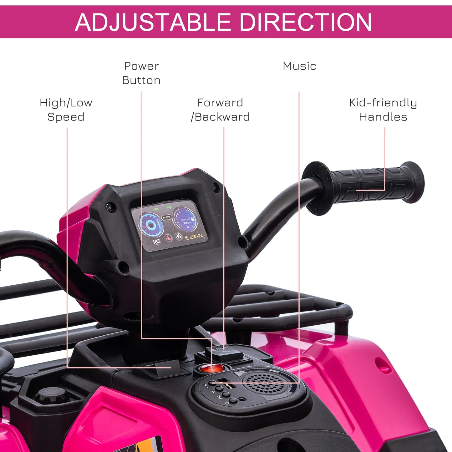 12V Kids ATV Quad, 37-60 Months, Electric Vehicle with Music MP3, Pink Electric Toy Cars at Gallery Canada