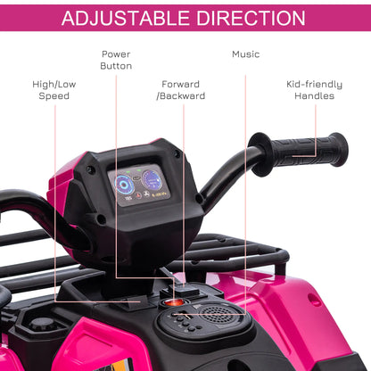 12V Kids ATV Quad, 37-60 Months, Electric Vehicle with Music MP3, Pink Electric Toy Cars at Gallery Canada
