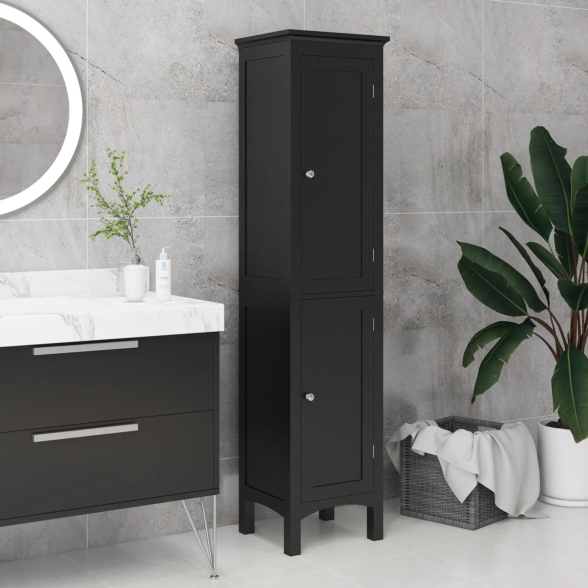 Tall Bathroom Cabinet, Freestanding Storage Organizer, 15