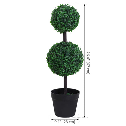 Artificial Topiary Tree Set, 2 Ball Design, Home Office Decor, Dark Green Artificial Trees at Gallery Canada