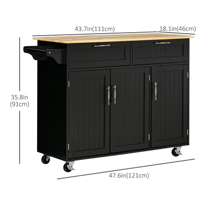 Modern Kitchen Island, Utility Cart with 2 Drawers, Cabinets, Black Kitchen Islands & Kitchen Carts at Gallery Canada