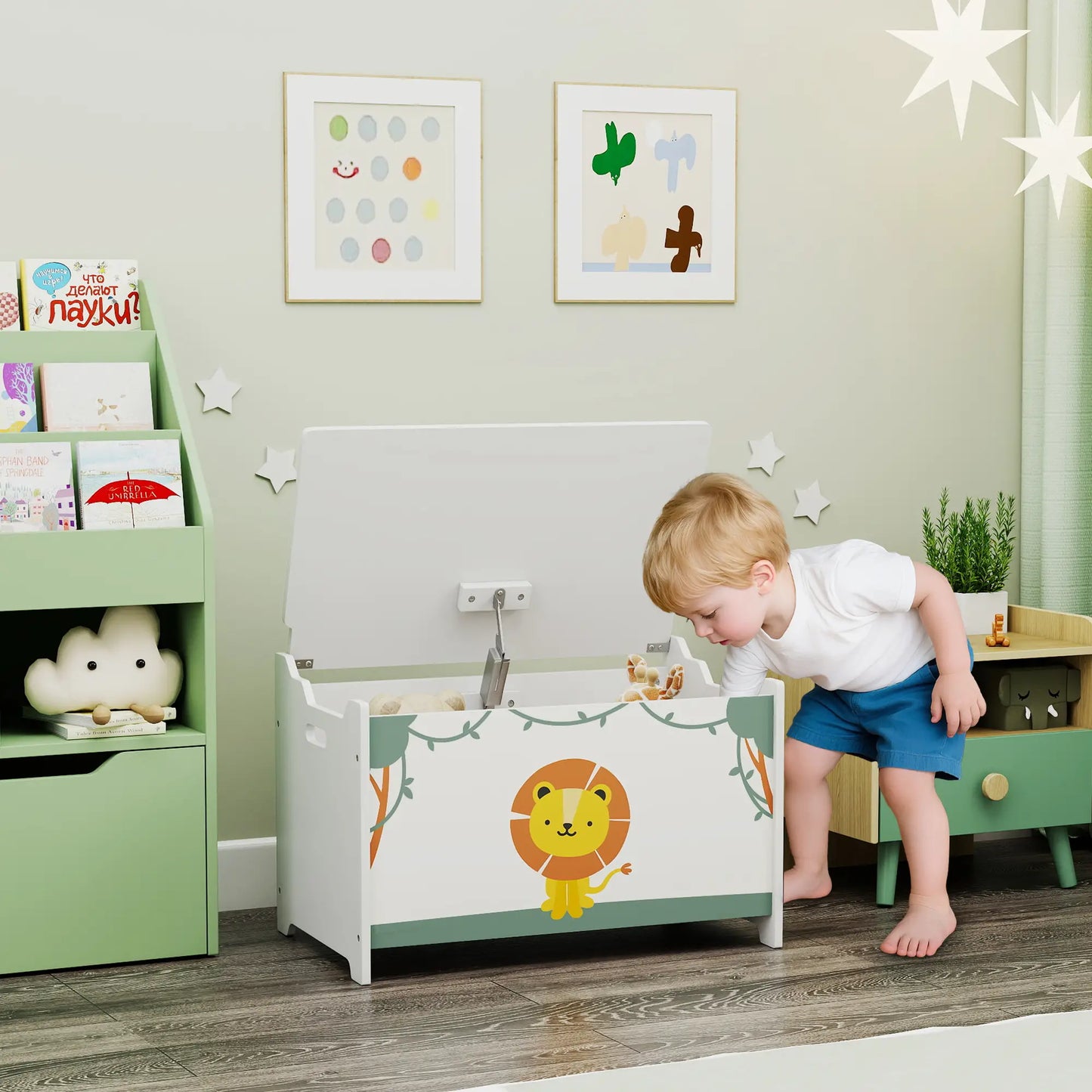 Kids Storage Chest with Lid, Safety Hinges, Green Baby & Kids Storage at Gallery Canada