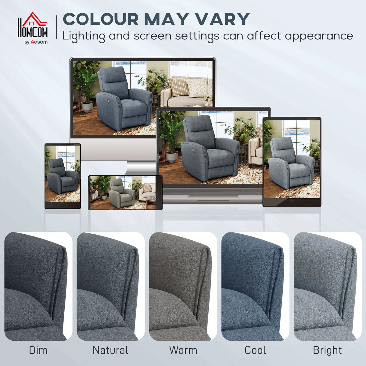 Fabric Recliner Chair, USB Ports, Footrest, Charcoal Grey Sofas & Reclining Chairs at Gallery Canada