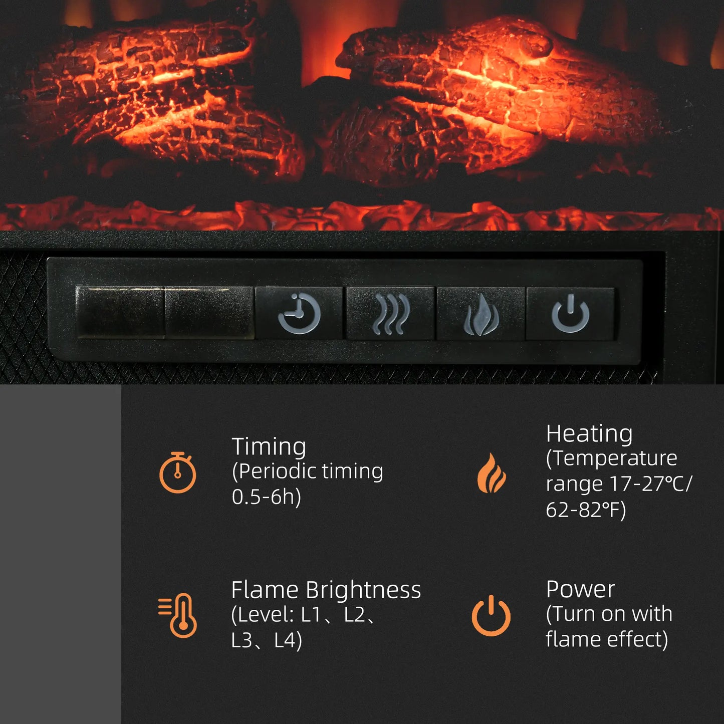 27" Electric Fireplace Insert, Realistic Log Flame, Remote, 1400W, Black Electric Fireplaces at Gallery Canada