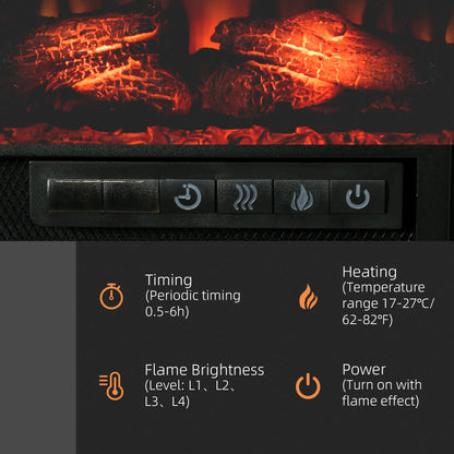 27" Electric Fireplace Insert, Realistic Log Flame, Remote, 1400W, Black Electric Fireplaces at Gallery Canada