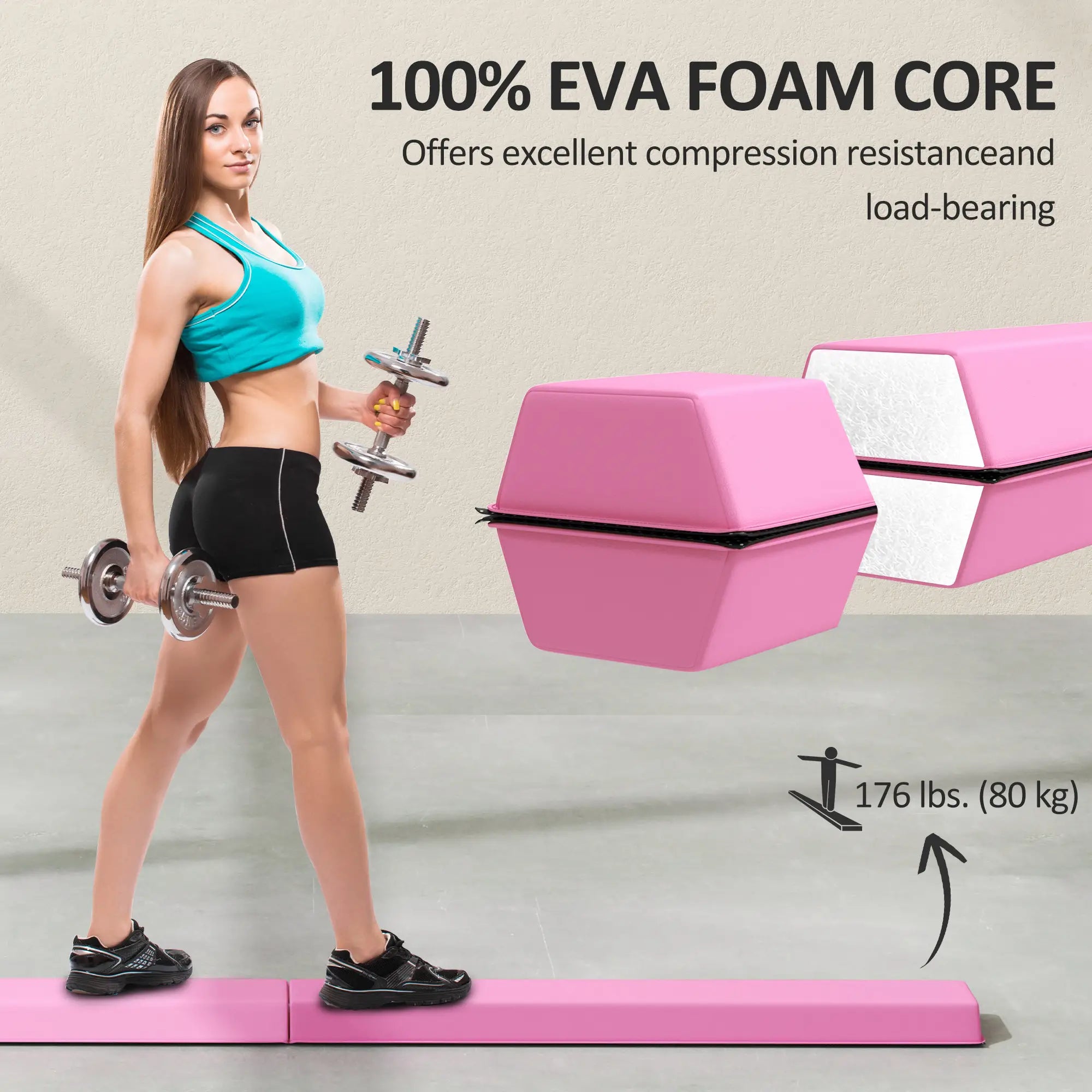 7.7ft Folding Balance Beam, Gymnastics Equipment, Anti-Slip, Red Gymnastics Mats at Gallery Canada