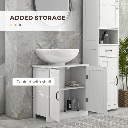 Pedestal Under Sink Cabinet, Bathroom Vanity Storage, Double Doors, Adjustable Shelf, White Bathroom Cabinets at Gallery Canada