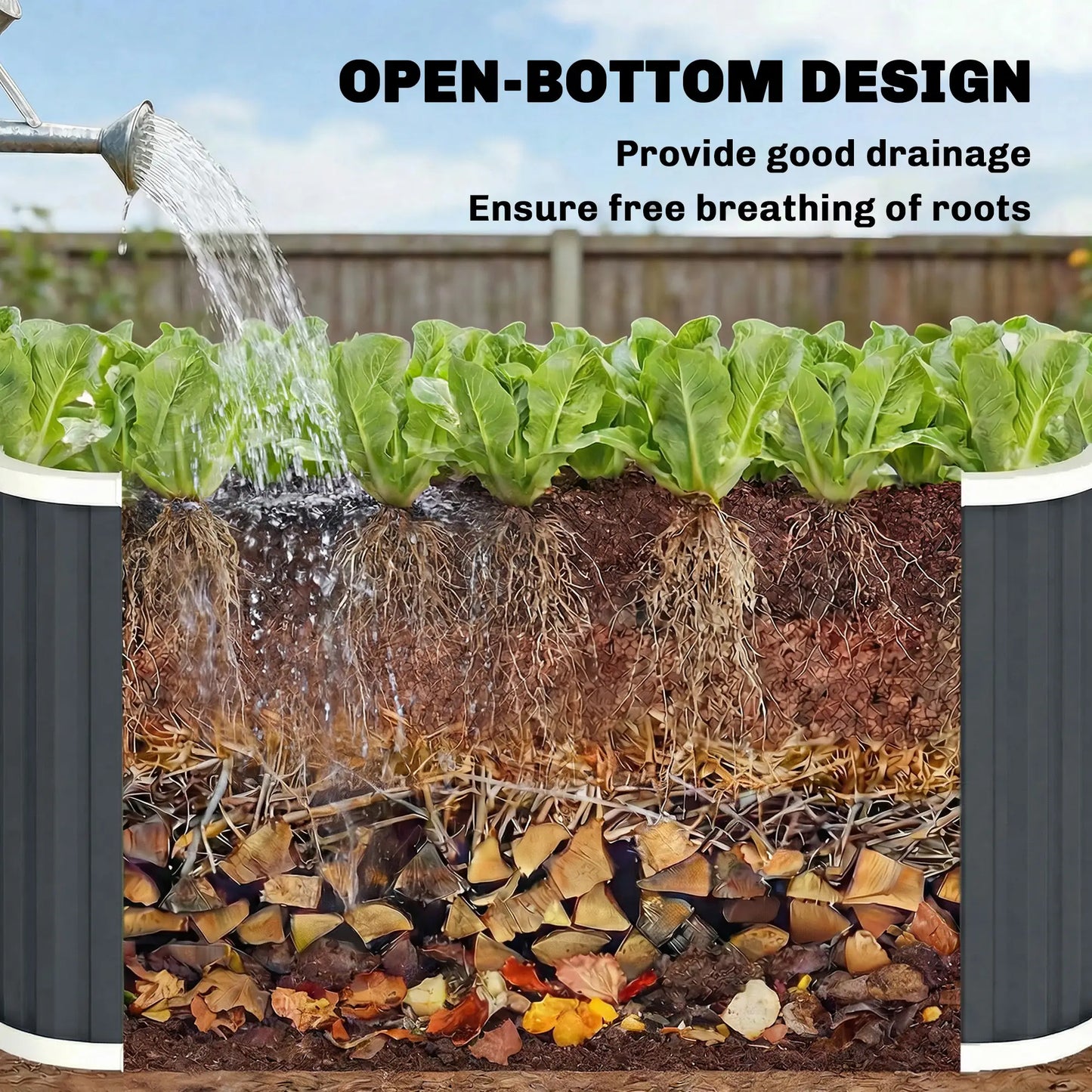 Galvanized Raised Garden Bed, Deep Rot Planter Box, 5' x 2' x 2', Dark Grey Galvanized Planter Boxes at Gallery Canada