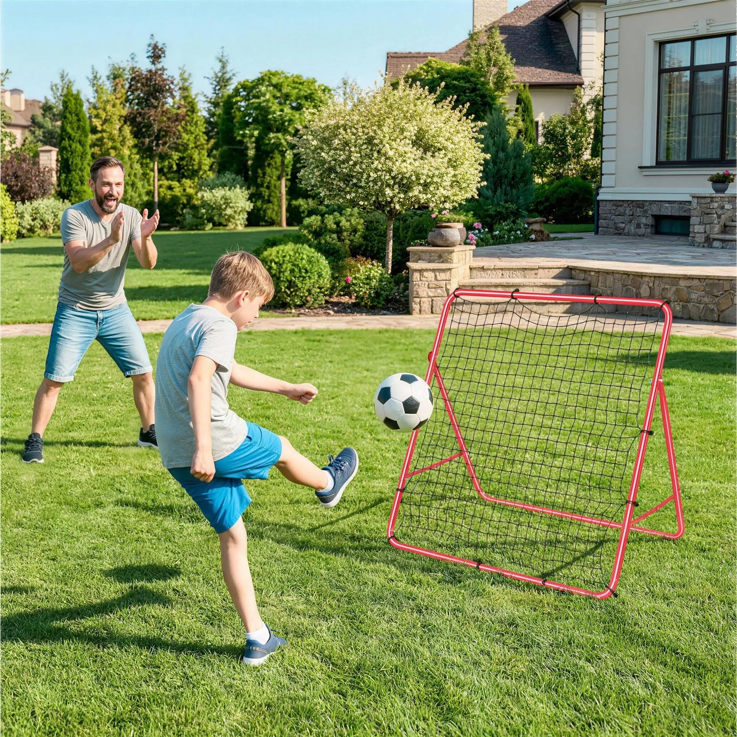 5 Angles Adjustable Soccer Rebounder Net, Multi-Sport Training, Red Soccer at Gallery Canada