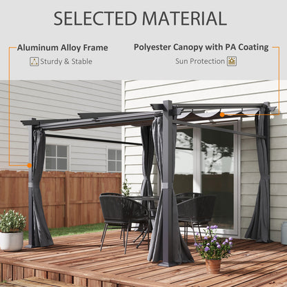 Metal Pergola, Sliding Roof Canopy, Retractable, 10' x 10', Dark Grey Pergolas at Gallery Canada