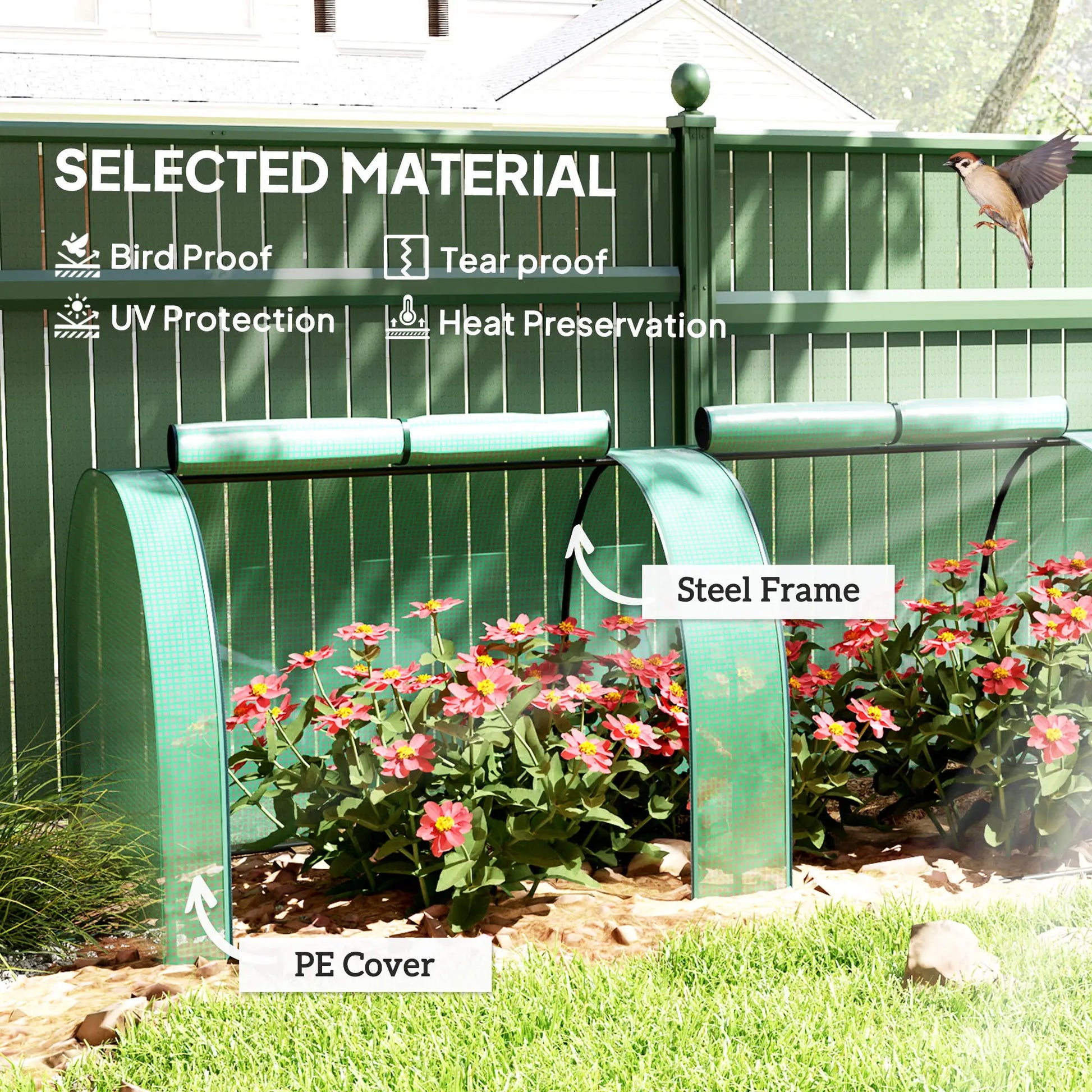 13' x 3.3' x 2.6' Mini Tunnel Greenhouse, PE Cover, Steel Frame, Zipped Doors, Green Greenhouses at Gallery Canada