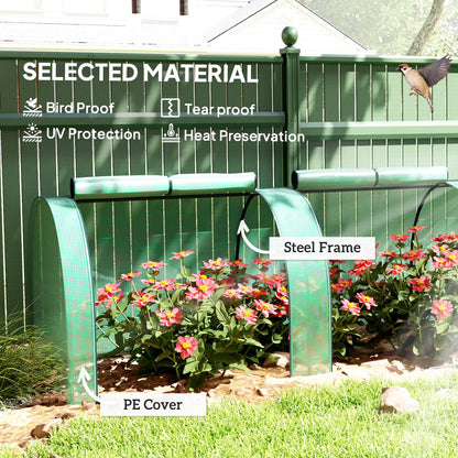 13' x 3.3' x 2.6' Mini Tunnel Greenhouse, PE Cover, Steel Frame, Zipped Doors, Green Greenhouses at Gallery Canada