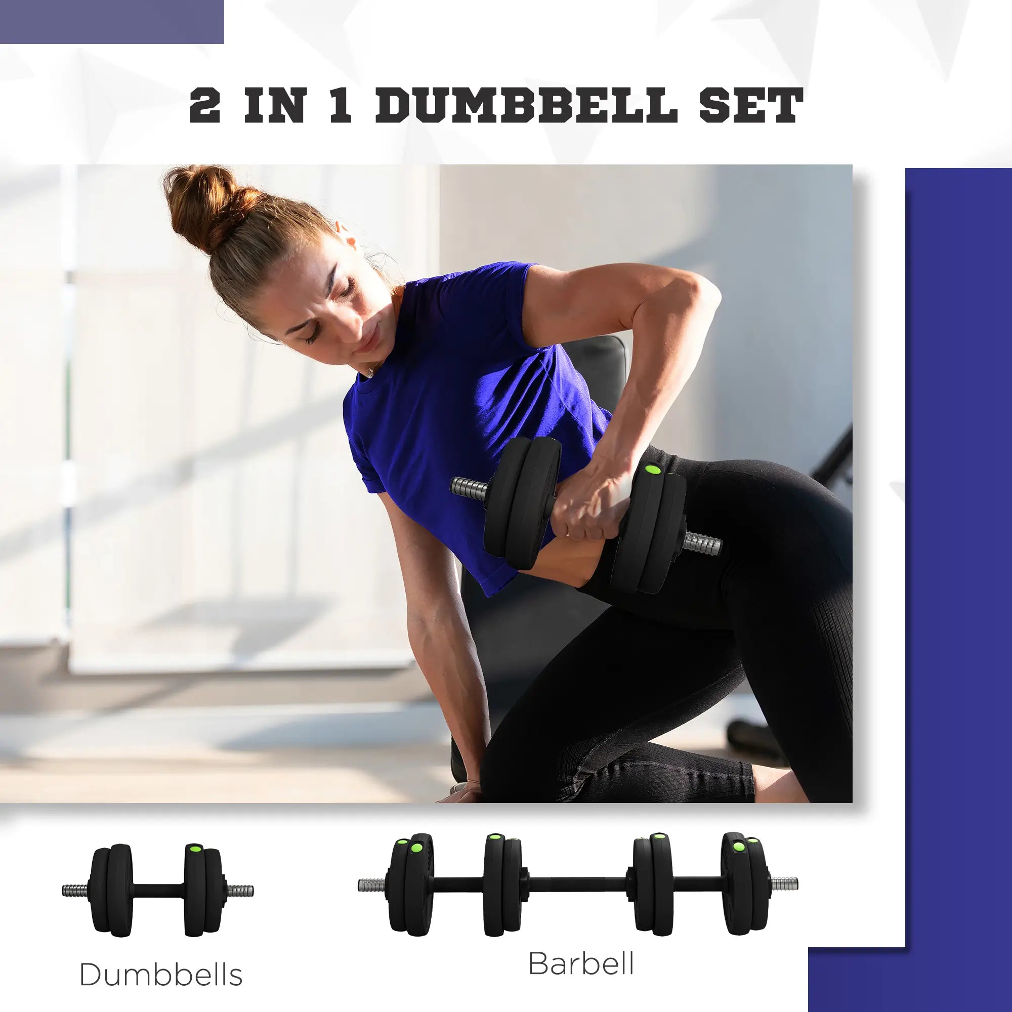 33LBS Adjustable Barbell Dumbbells Set, Non-Slip Handles, Home Gym Dumbbells & Barbells at Gallery Canada