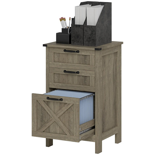 Vertical 3-Drawer Filing Cabinet, Rustic Farmhouse, A4, Letter Size, Grey Wash Office Cabinets & Cupboards Grey Wash at Gallery Canada