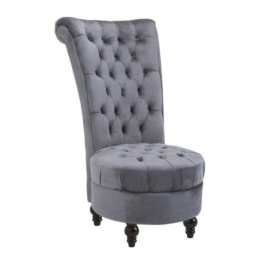 45" Tufted High Back Velvet Accent Chair, Soft Padded Lounge, Ash Grey Single Sofas Ash Grey at Gallery Canada