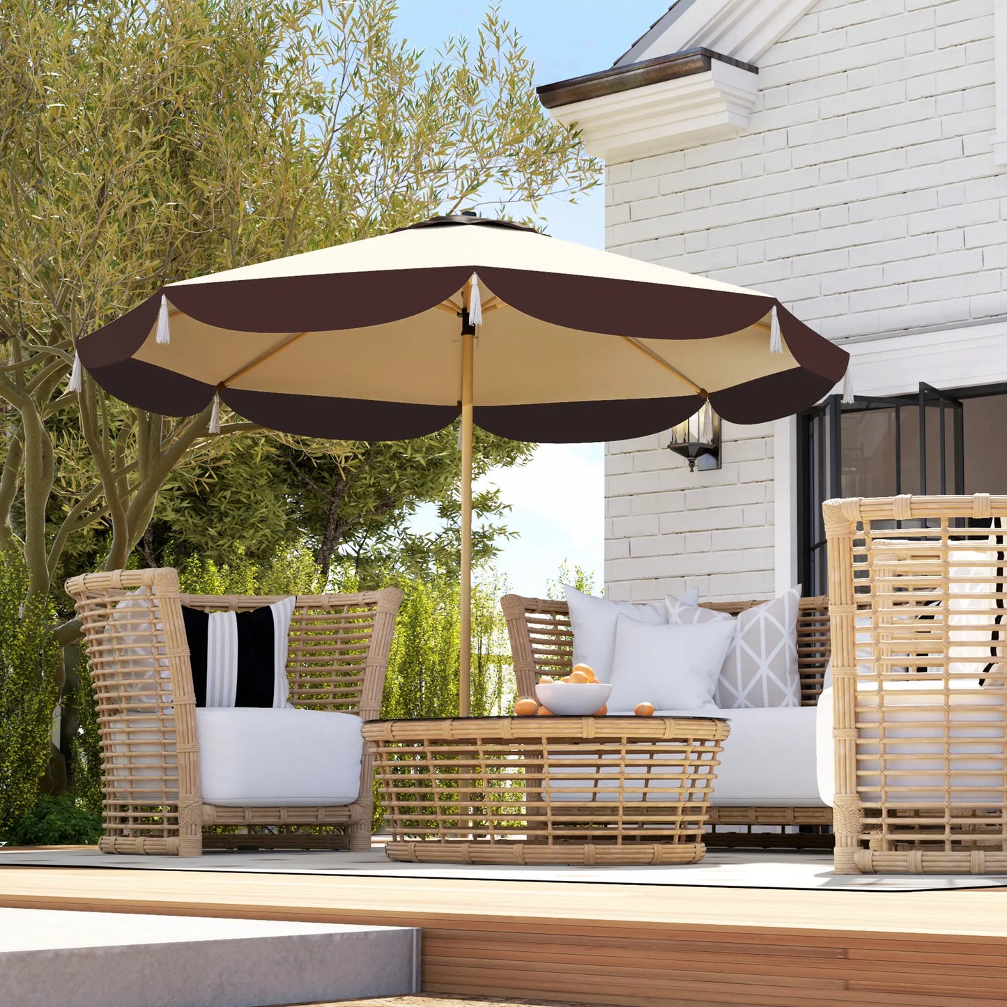 9FT Patio Umbrella, UPF 50+, 8 Ribs, Vented, Beige Sun Umbrellas at Gallery Canada