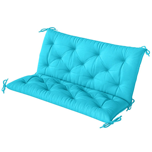 Garden Bench Cushion with Backrest, 2 Seater Thick Pad, Turquoise Patio Chair Cushions Turquoise at Gallery Canada