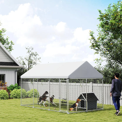 Galvanized Steel Outdoor Dog Kennel, Safety Lock, 13.1' x 7.5' x 7.8' Houses, Kennels & Pens at Gallery Canada
