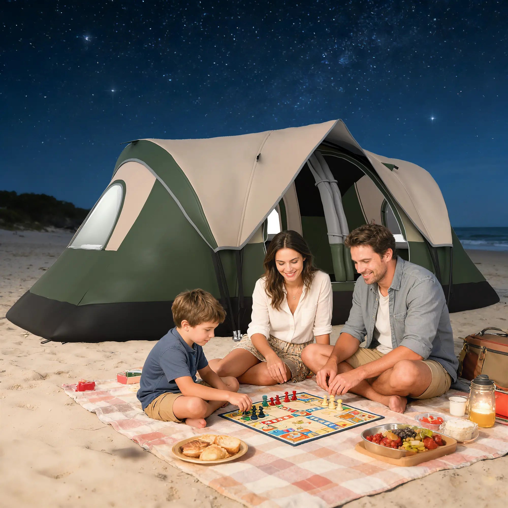 6-8 Person Camping Tent, 2000mm Waterproof, Carry Bag, Dark Green Camping Tents at Gallery Canada