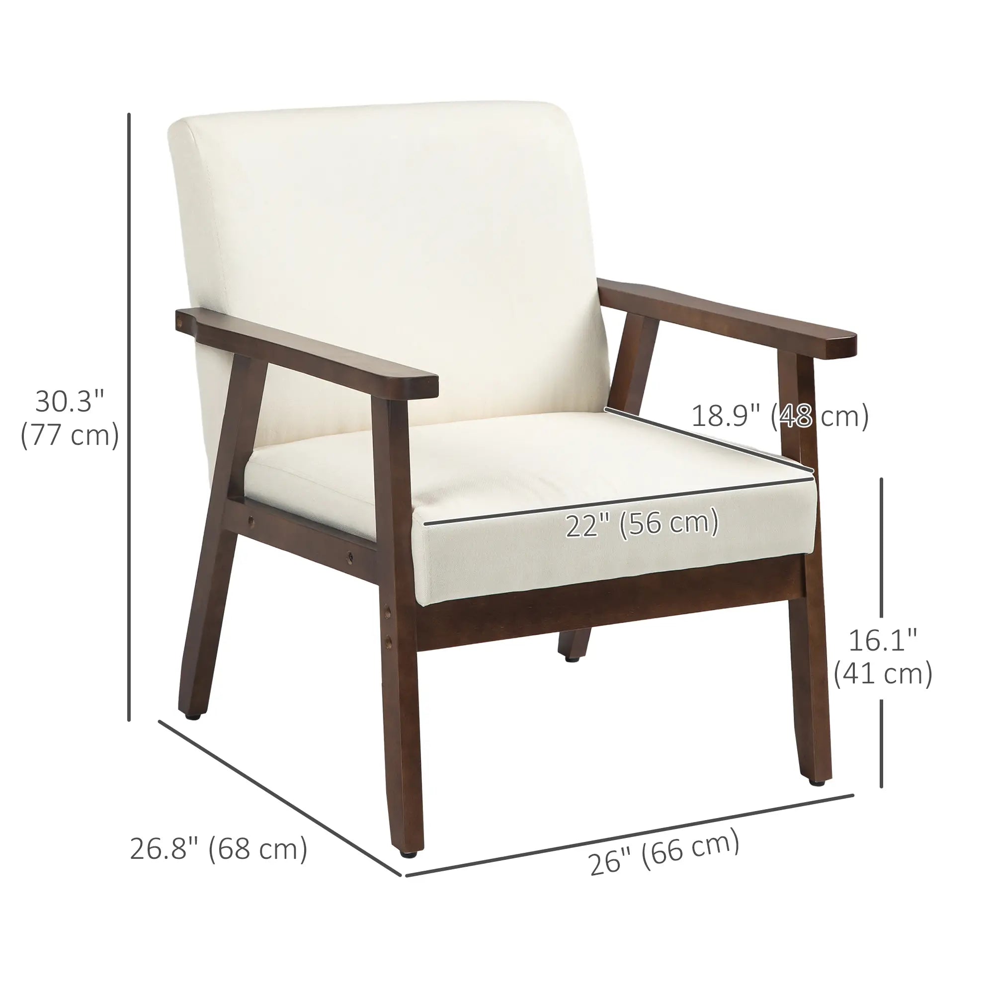 Modern Accent Chair, Cushioned Seat, Linen-Feel Upholstery, Cream White Accent Chairs at Gallery Canada