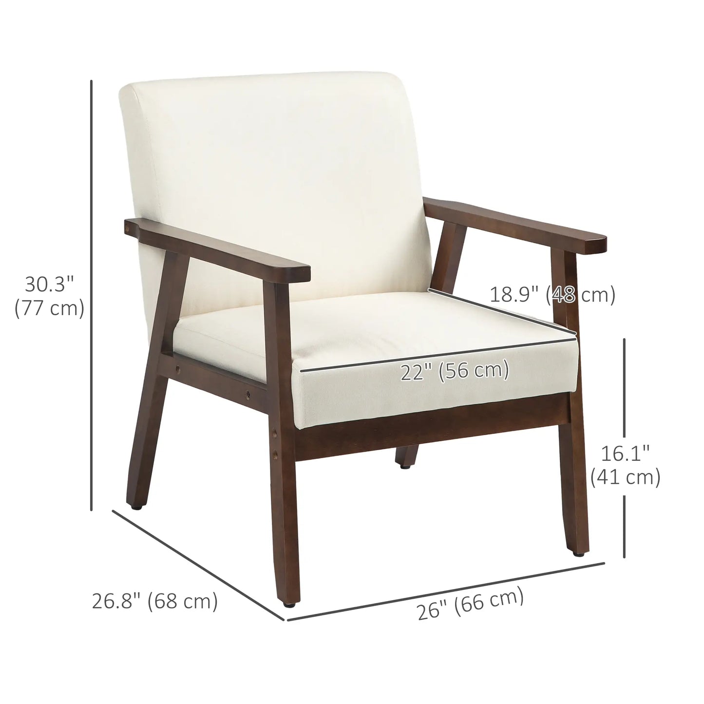 Modern Accent Chair, Cushioned Seat, Linen-Feel Upholstery, Cream White Accent Chairs at Gallery Canada