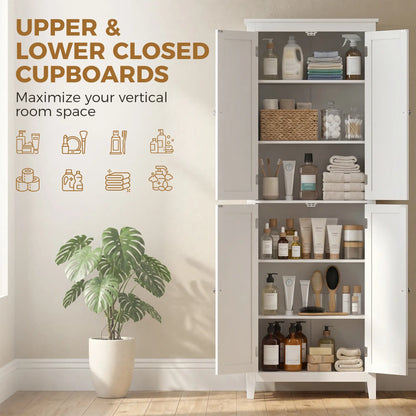 67" Tall Bathroom Storage Cabinet, Freestanding Narrow with Adjustable Shelves