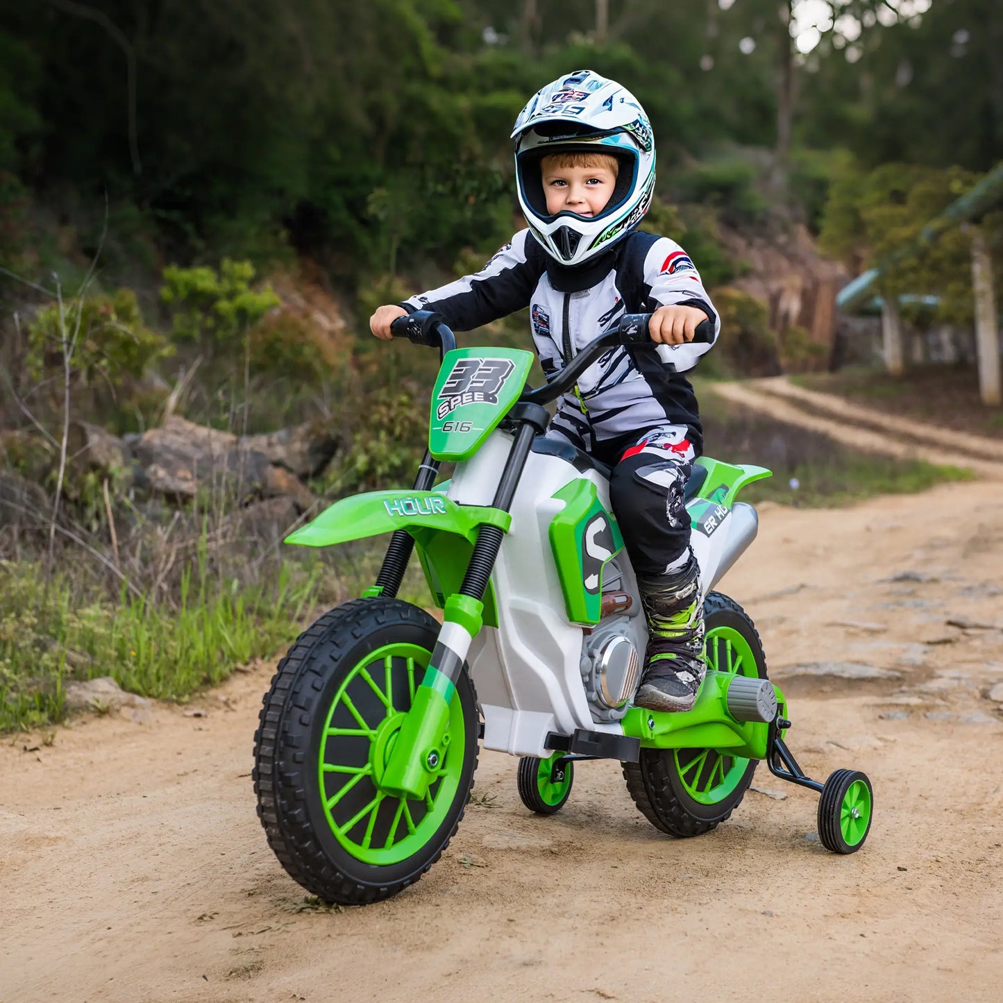 Kids Dirt Bike, Battery Powered, 12V, Green Electric Motorcycles at Gallery Canada