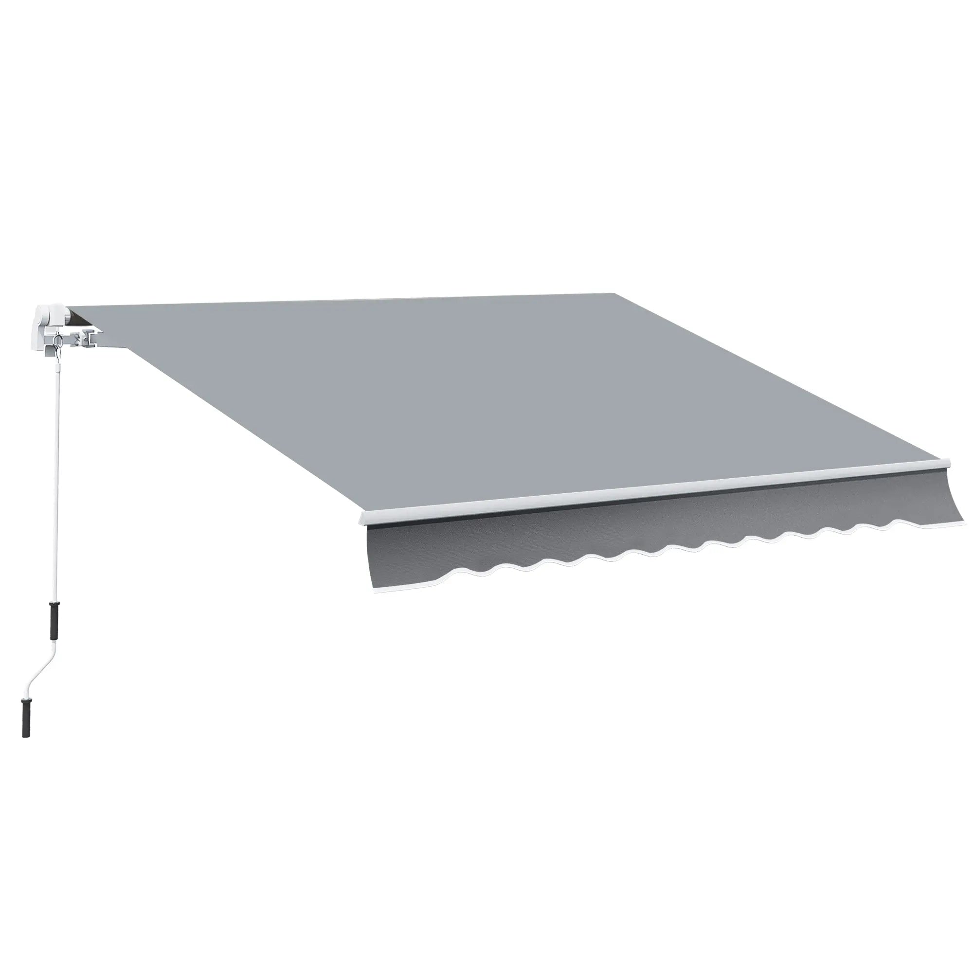 10x8ft Manual Retractable Patio Awning, Aluminum Frame, Grey Deck Awnings Grey at Gallery Canada