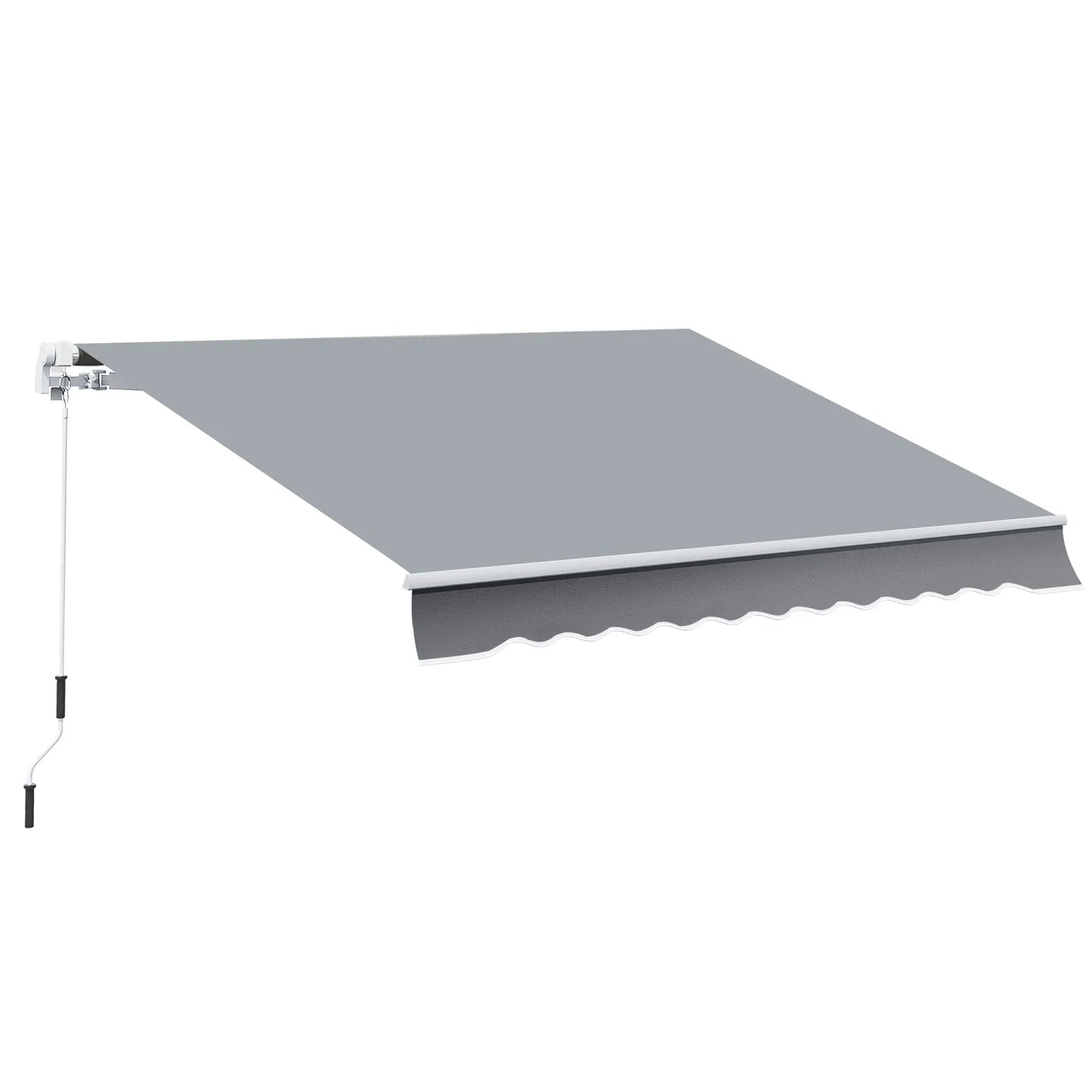10x8ft Manual Retractable Patio Awning, Aluminum Frame, Grey Deck Awnings Grey at Gallery Canada