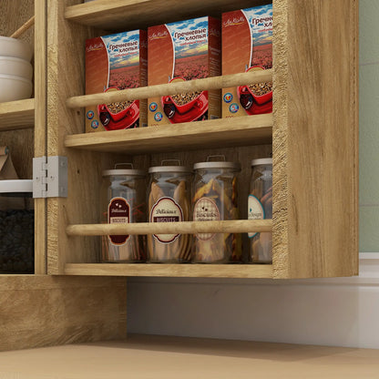 41" Rattan Kitchen Storage Cabinet, 5-Tier Shelf, 12 Spice Racks, Adjustable Shelves, Natural Kitchen Pantry Cabinets at Gallery Canada