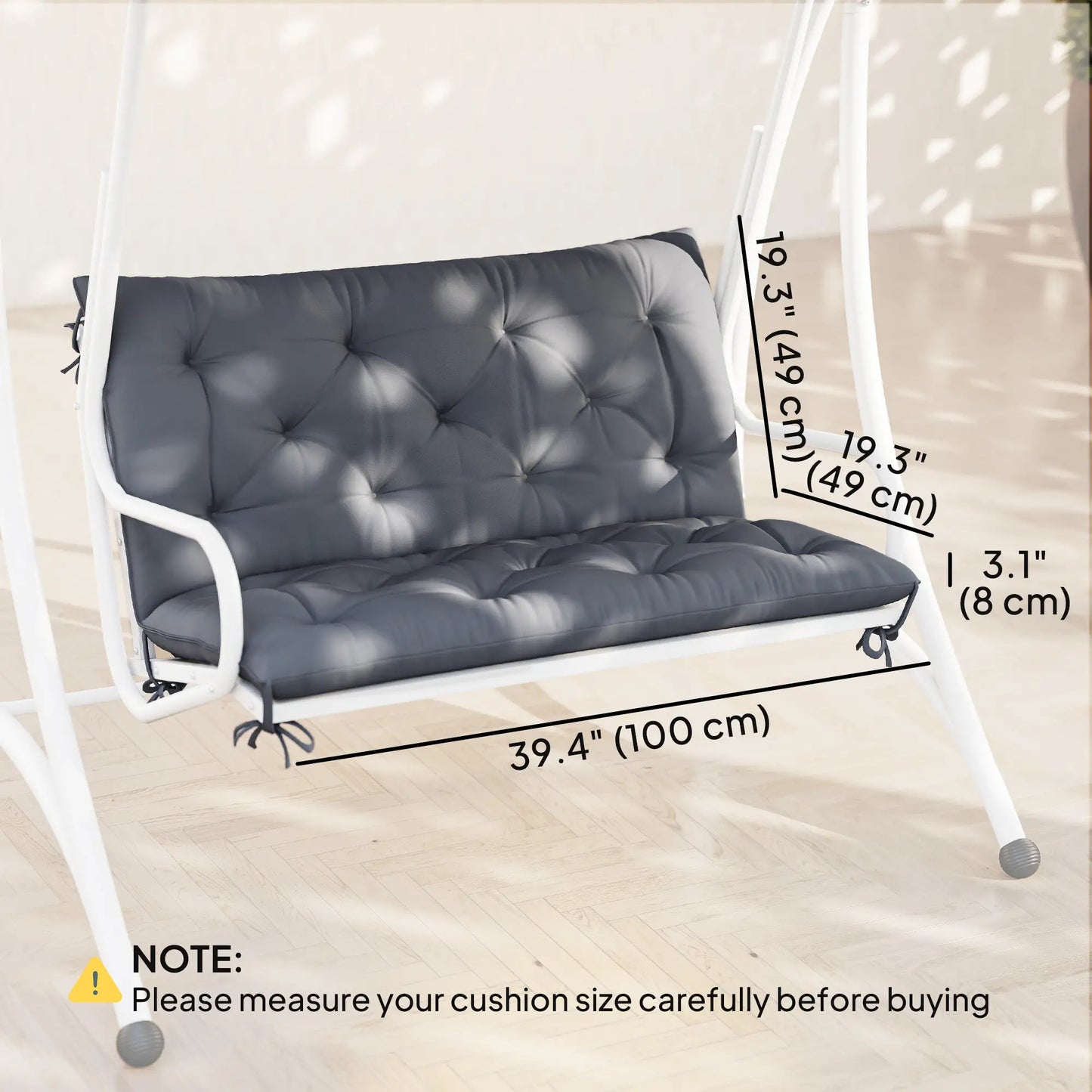 Porch Swing Cushion, Garden Bench Cushion with Backrest, Non-Slip, 39.4" x 38.6", Dark Grey Patio Chair Cushions at Gallery Canada