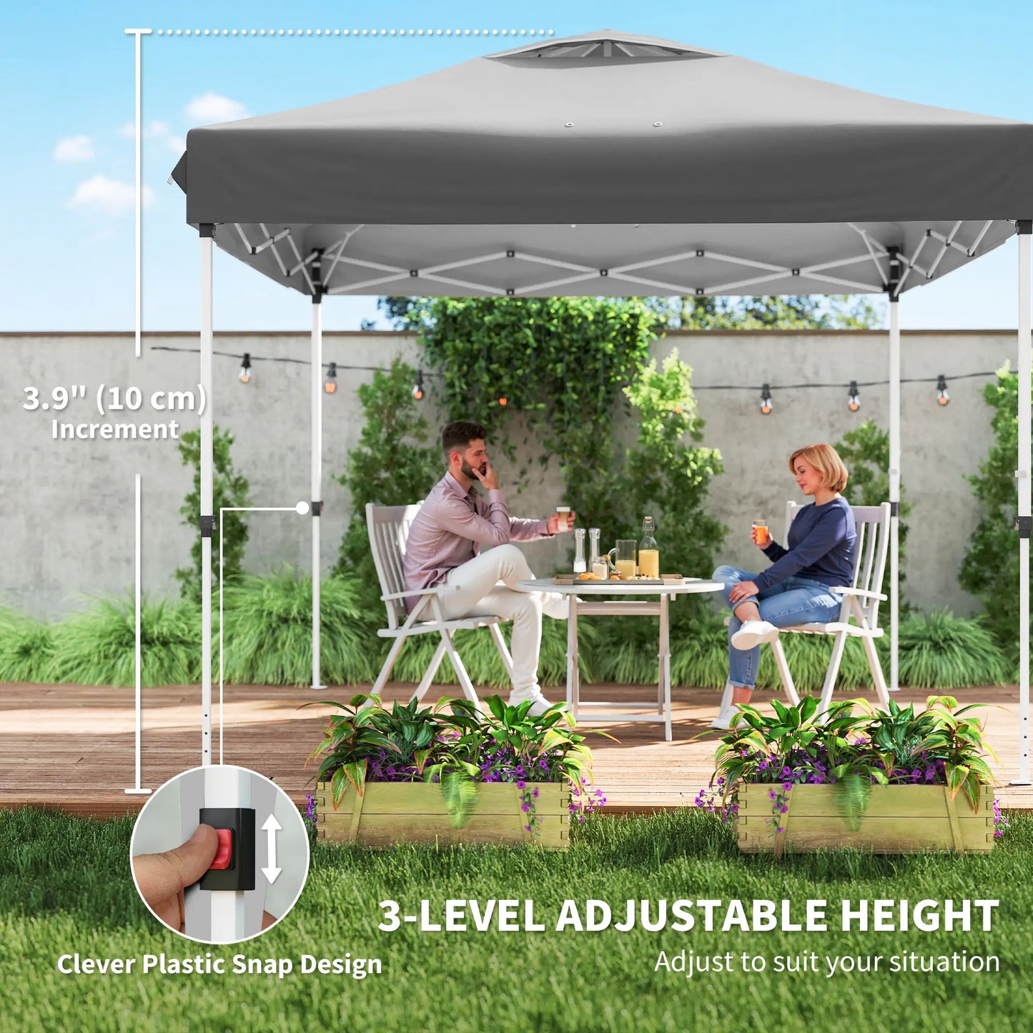 10 x 10 ft Pop Up Canopy Tent With Mosquito Netting, UPF 50+, Dark Grey Pop Up Canopies at Gallery Canada