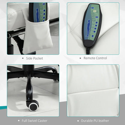 7-Point Vibrating Massage Chair, Reclining Office Chair, Adjustable Height, White Executive & Manager Chairs at Gallery Canada